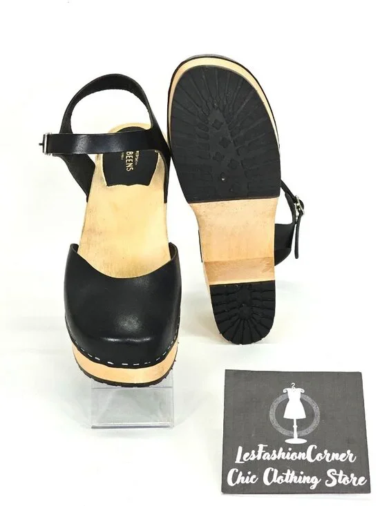 Hasbeen Women's Black Wooden Swedish Krillan Heels Size 41 (10.5) 1865 - Picture 10 of 16